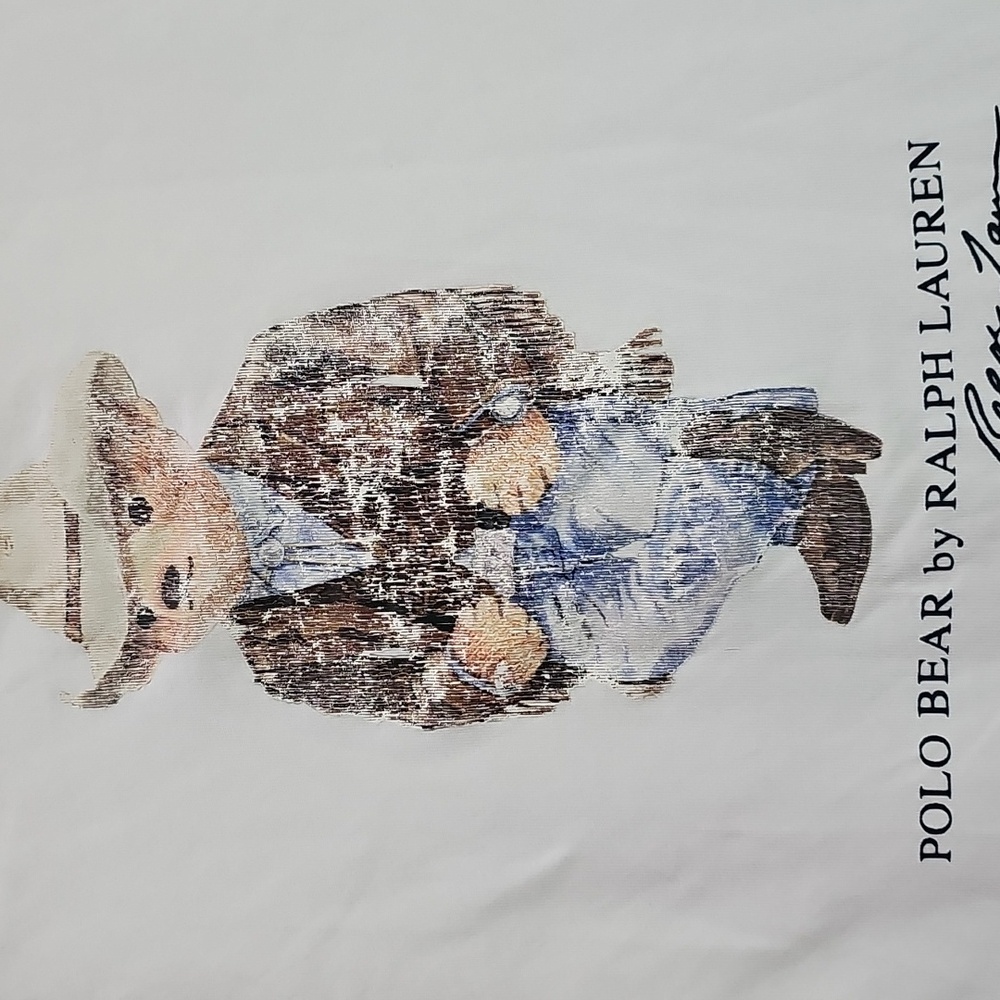 Mens Ralph Lauren White Polo Bear Long Sleeve Shirt Size M - Picture 3 of 8
